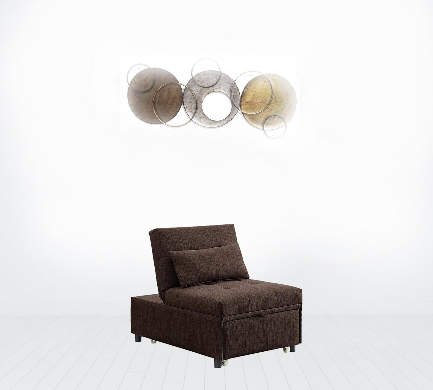 28" Brown Linen And Black Sleeper Sofa
