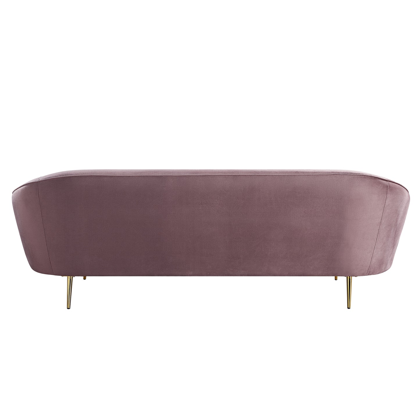 90" Pink Velvet And Gold Sofa