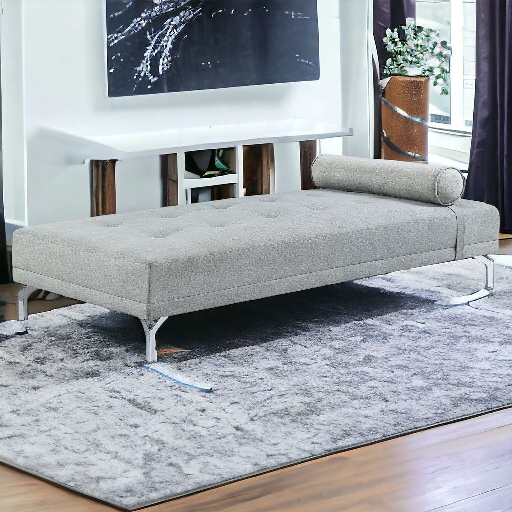 74" Gray Velvet And Black Sofa