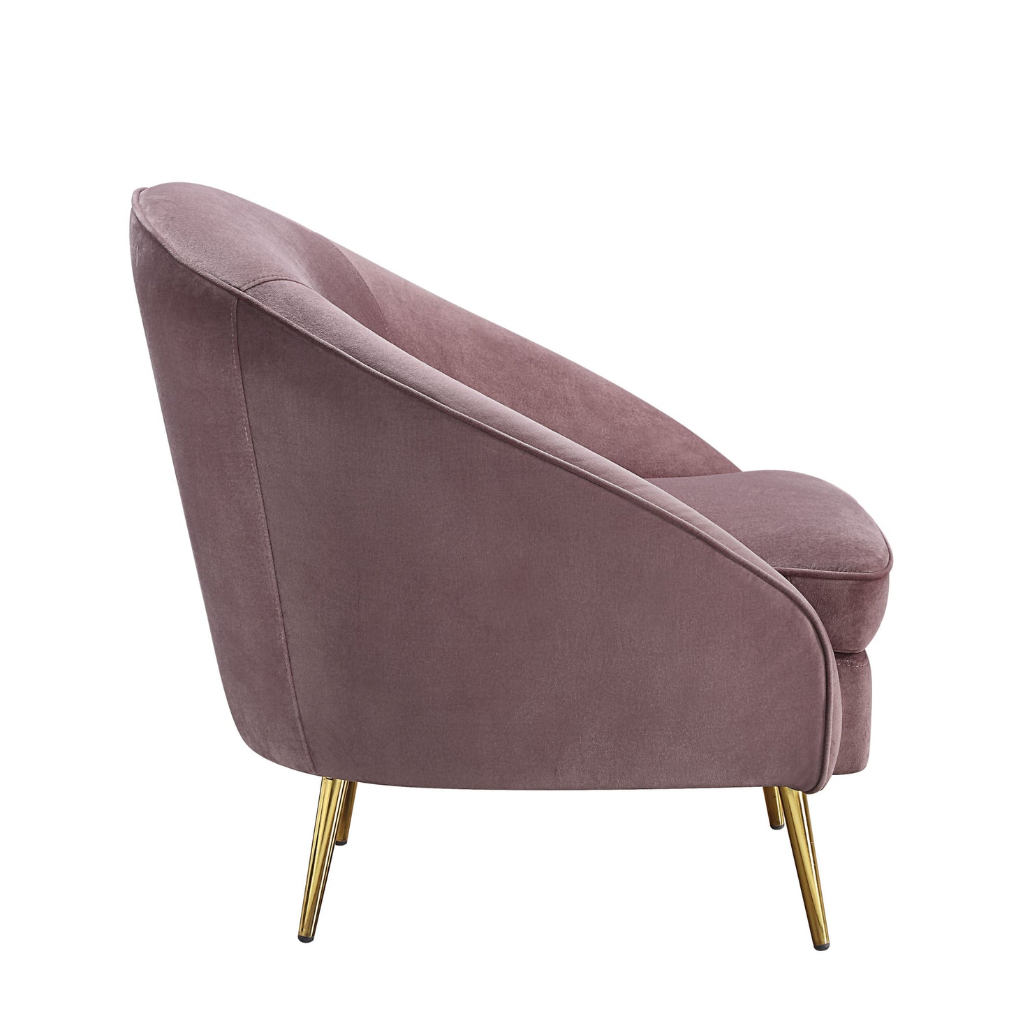 32" Pink Velvet And Gold Barrel Chair