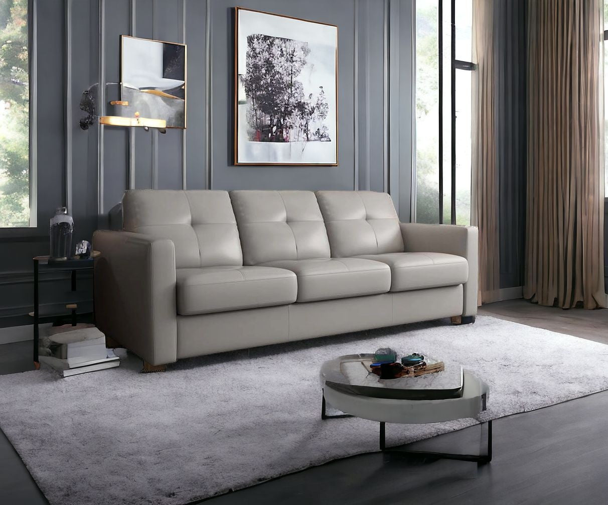 81" Gray Leather And Black Sleeper Sofa