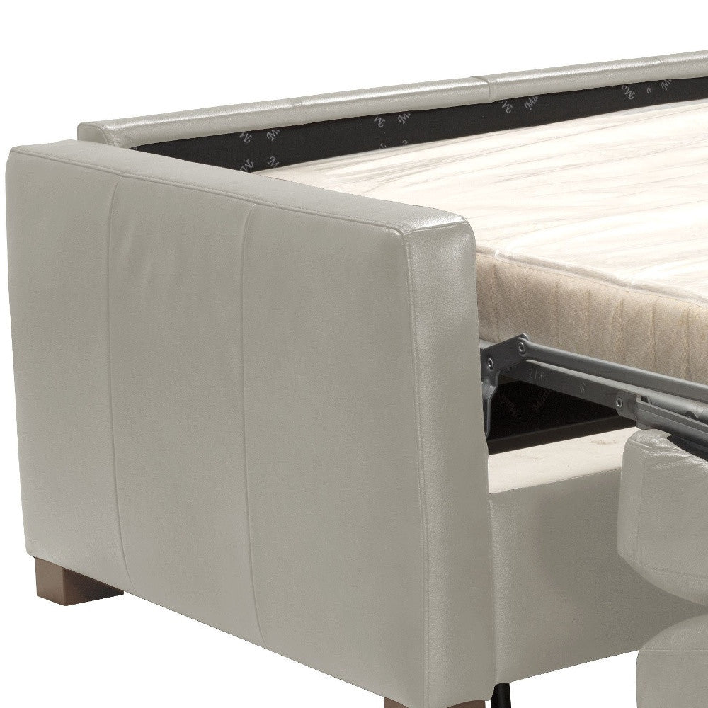 81" Gray Leather And Black Sleeper Sofa