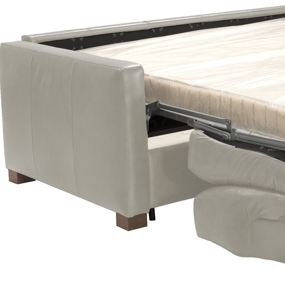 81" Gray Leather And Black Sleeper Sofa