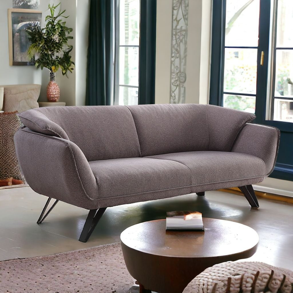 78" Gray Linen And Black Sofa