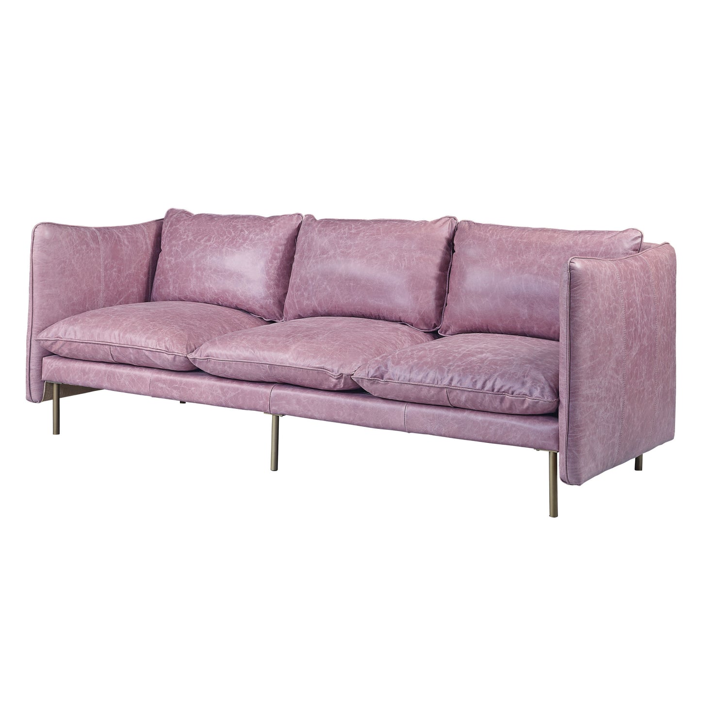 91" Wisteria Top Grain Leather And Black Sofa
