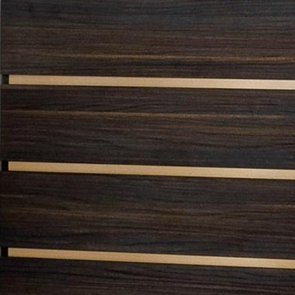 33" Drk Brown White Marble Manufactured Wood + Solid Wood Stainless Steel Five Drawer Chest