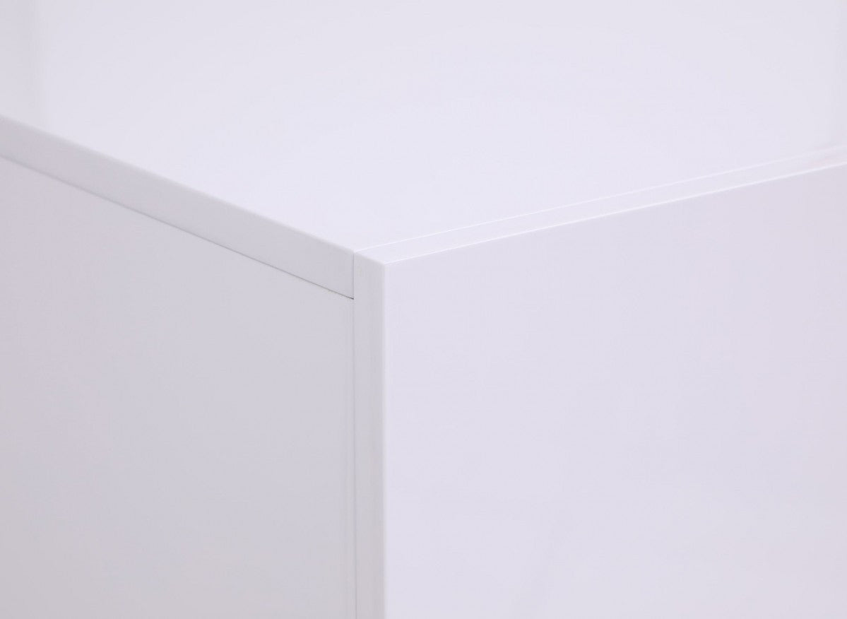 30" White Silver Manufactured Wood + Solid Wood Stainless Steel Five Drawer Chest