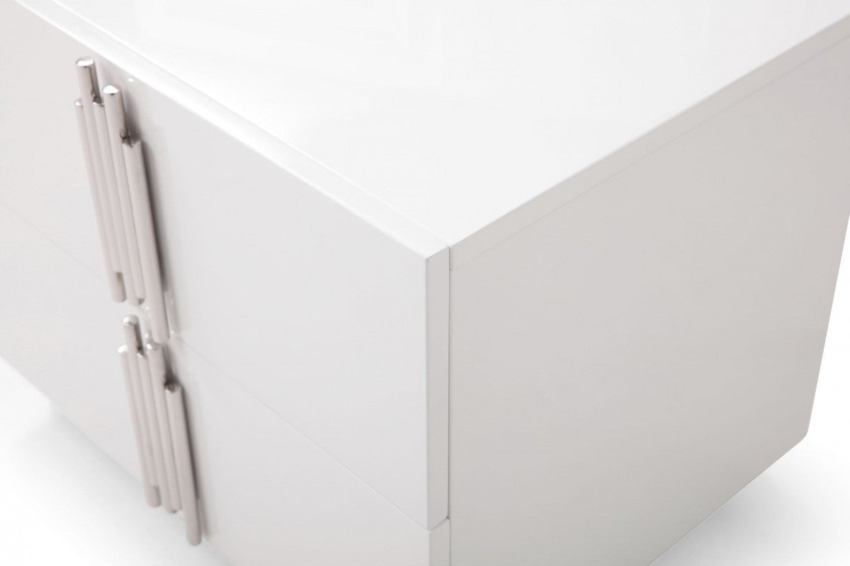 19" White Two Drawer Nightstand