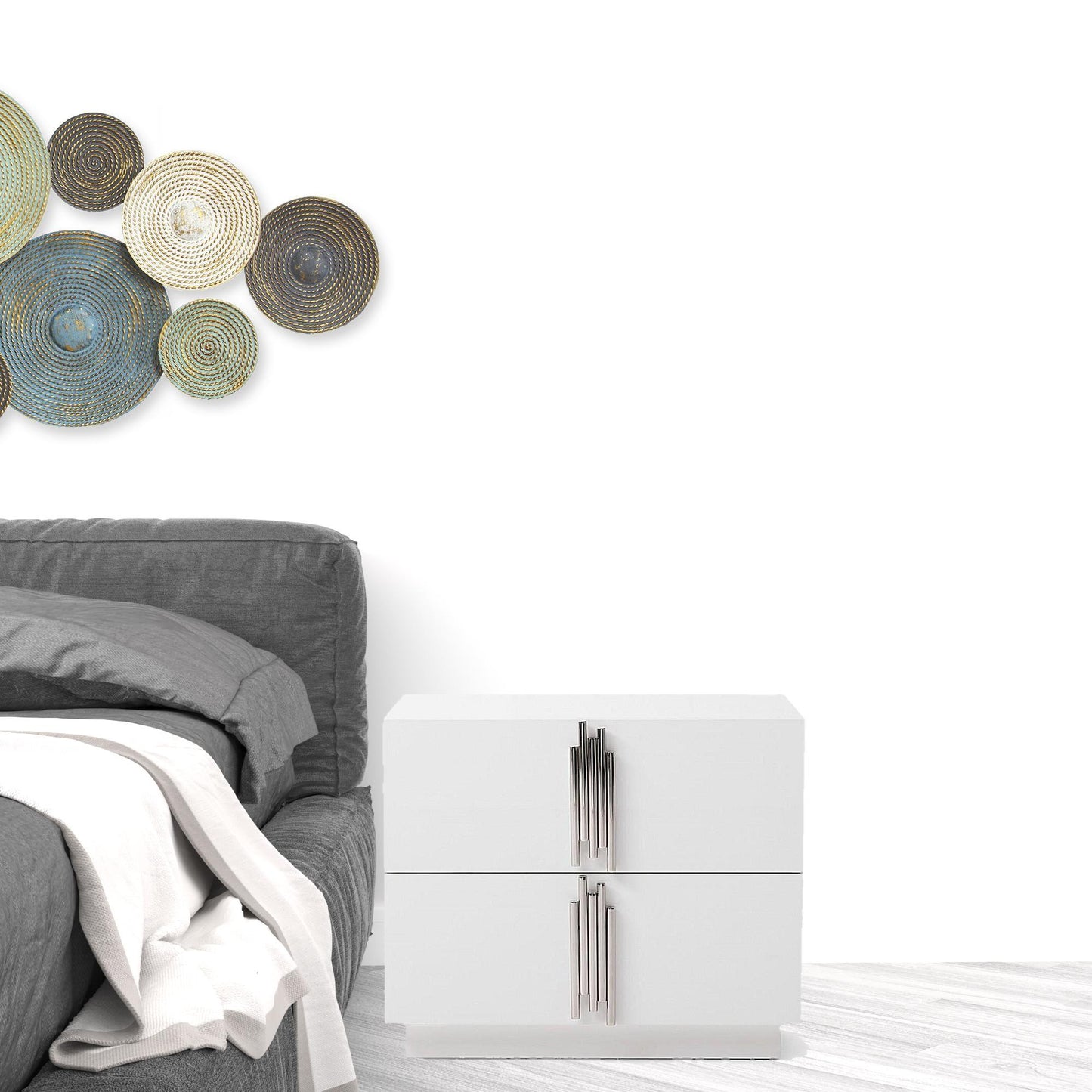 19" White Two Drawer Nightstand