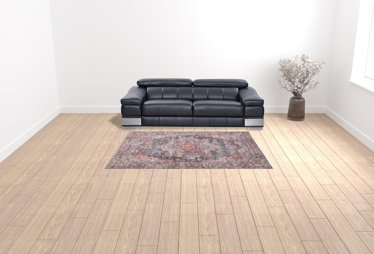 6' X 9' Multicolor Medallion Distressed Washable Area Rug