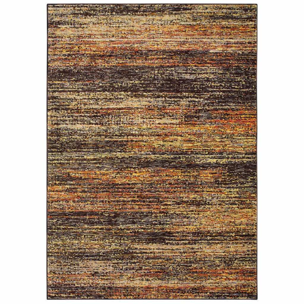 2' X 3' Brown Rust Red Gold Orange And Tan Abstract Power Loom Stain Resistant Area Rug