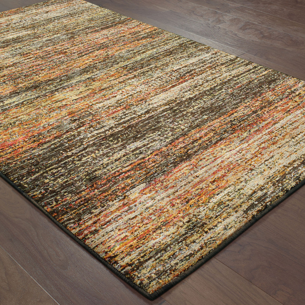 2' X 3' Brown Rust Red Gold Orange And Tan Abstract Power Loom Stain Resistant Area Rug