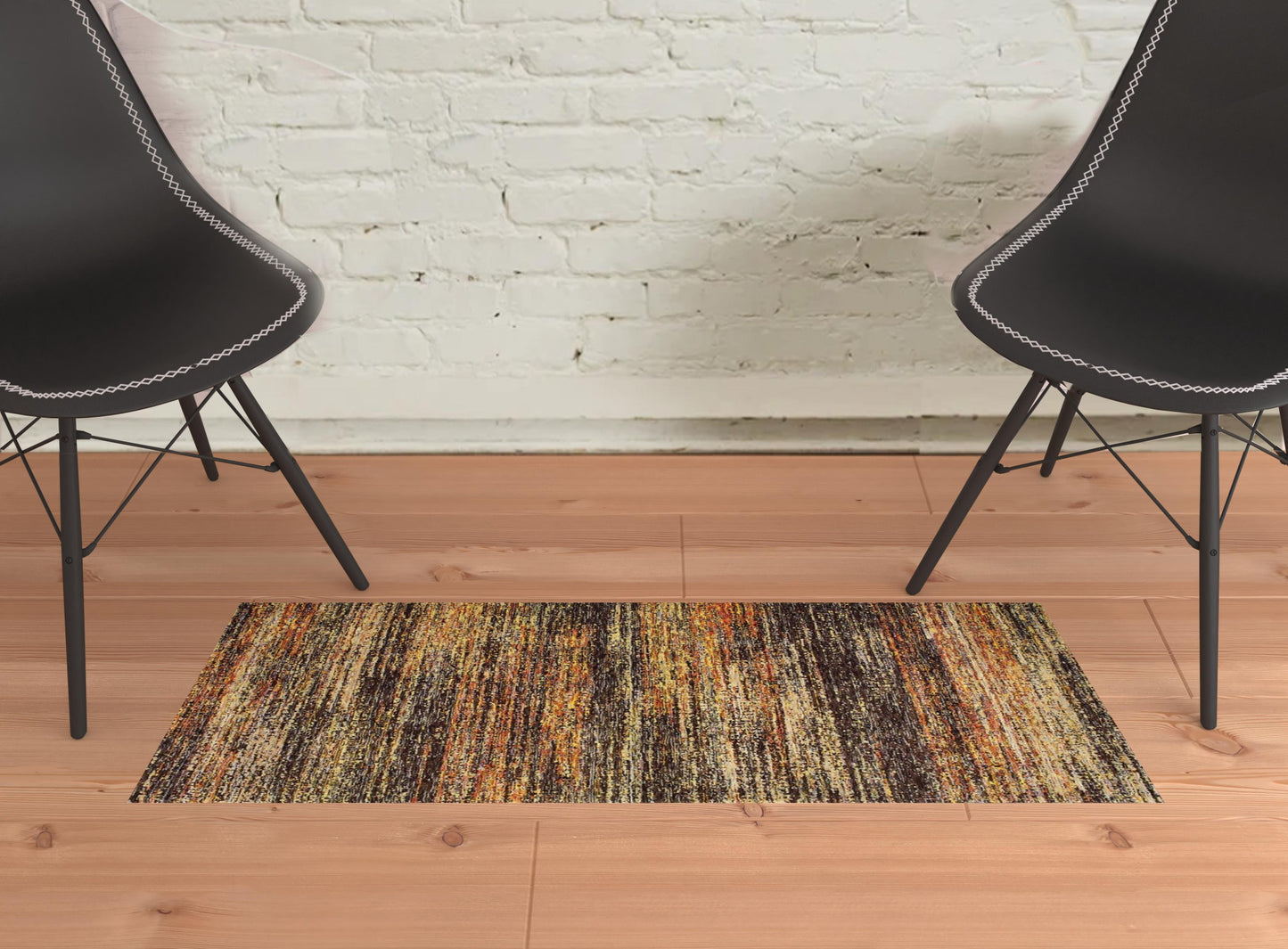 2' X 3' Brown Rust Red Gold Orange And Tan Abstract Power Loom Stain Resistant Area Rug