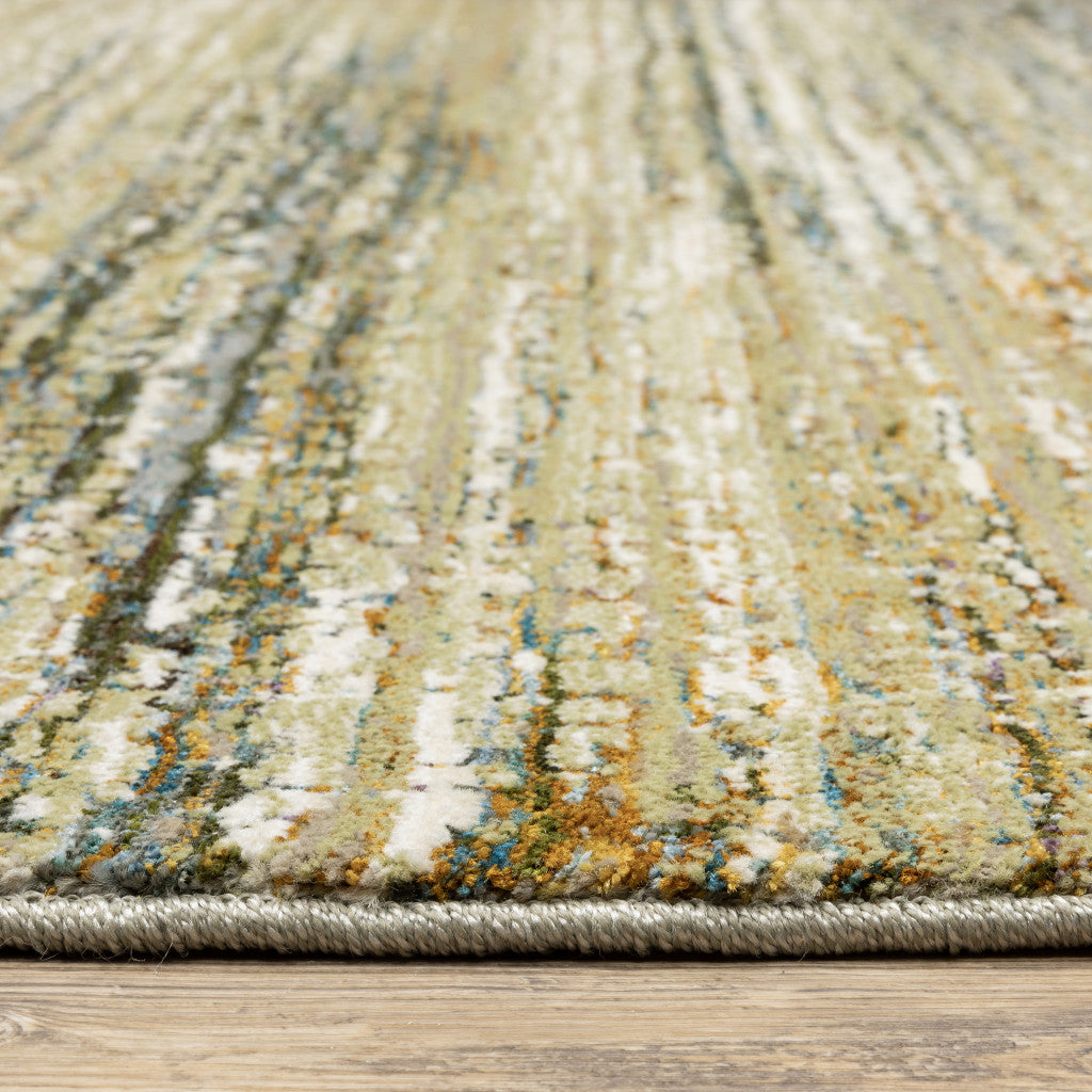 2' X 3' Gold Grey Tan Blue Green And Brown Abstract Power Loom Stain Resistant Area Rug