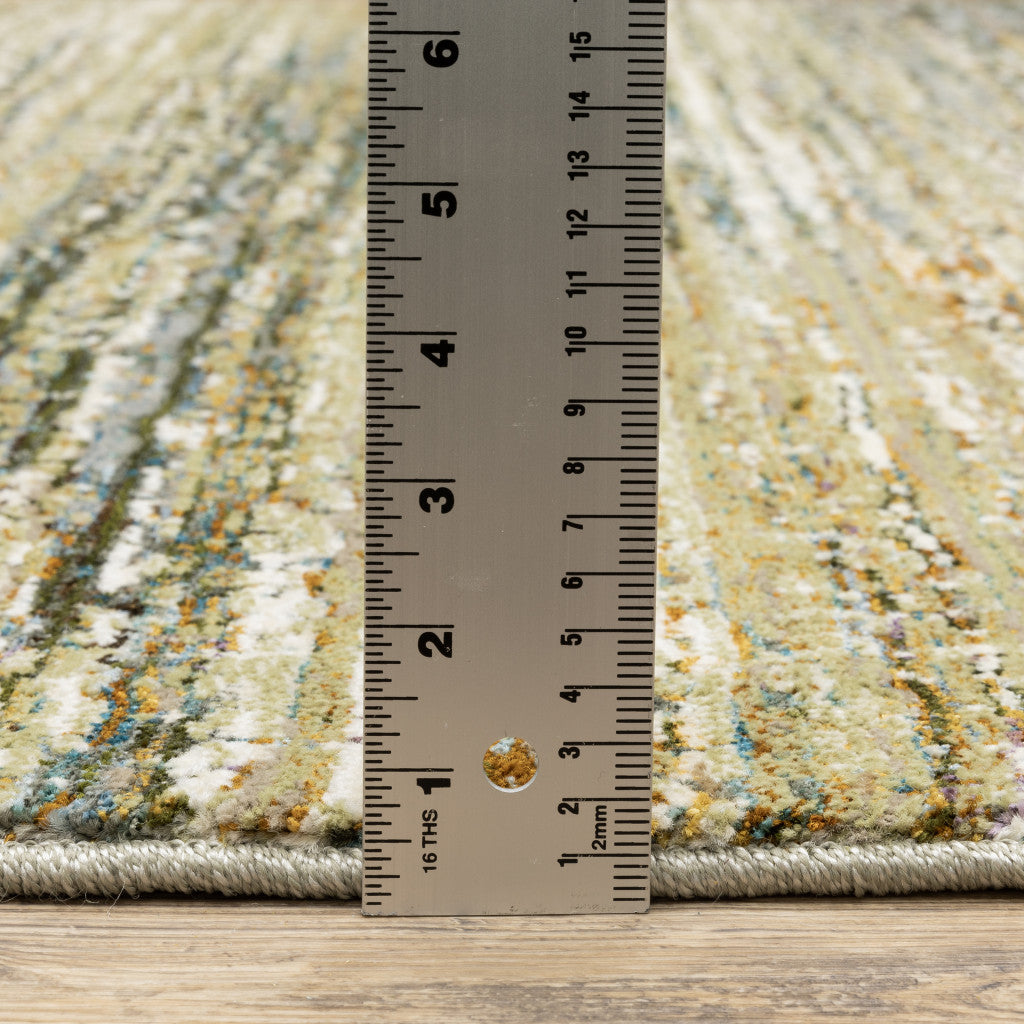 2' X 3' Gold Grey Tan Blue Green And Brown Abstract Power Loom Stain Resistant Area Rug