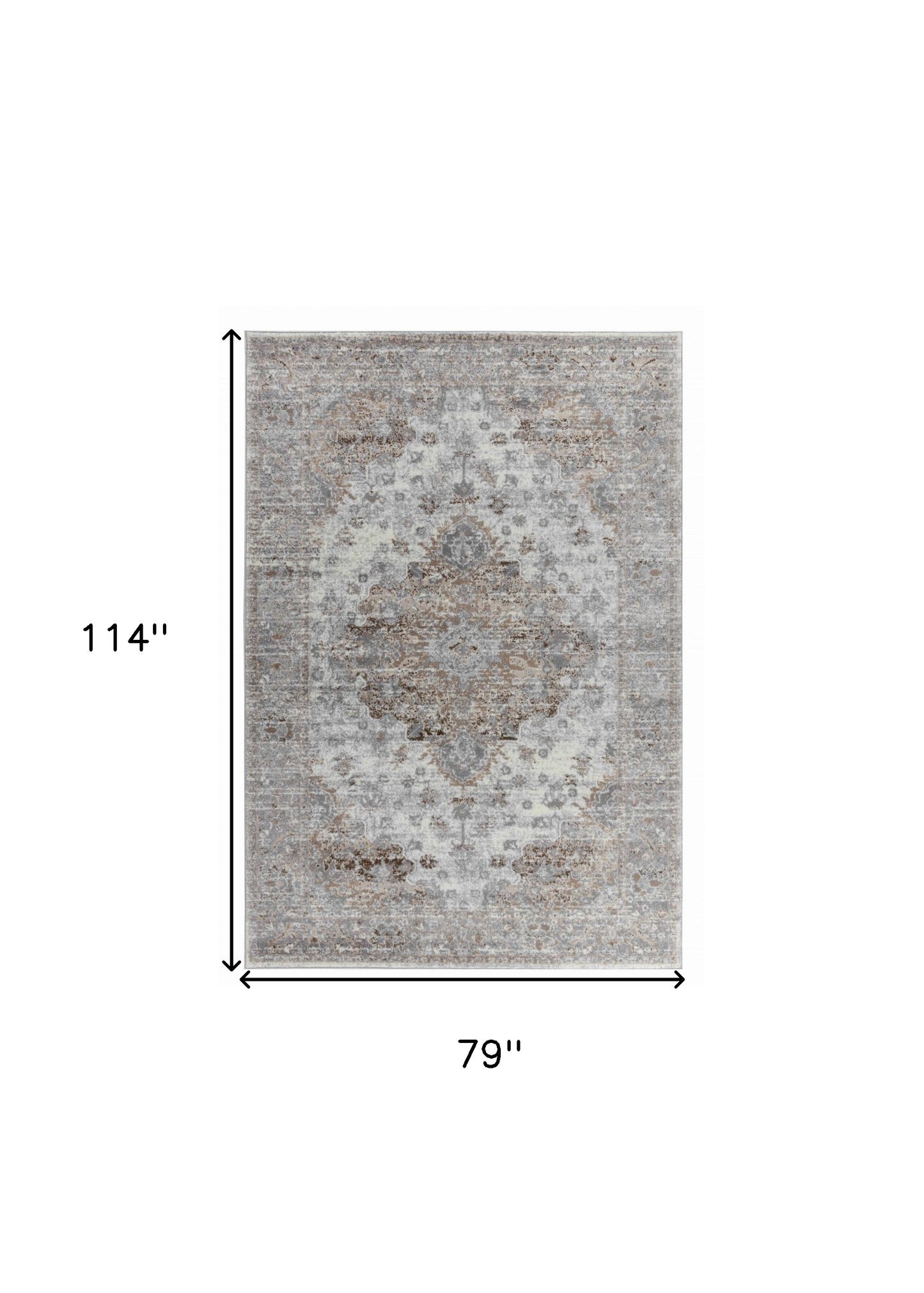 7' X 10' Brown Oriental Area Rug