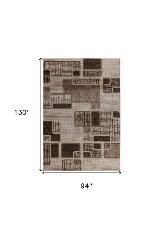 8' X 11' Brown Geometric Area Rug