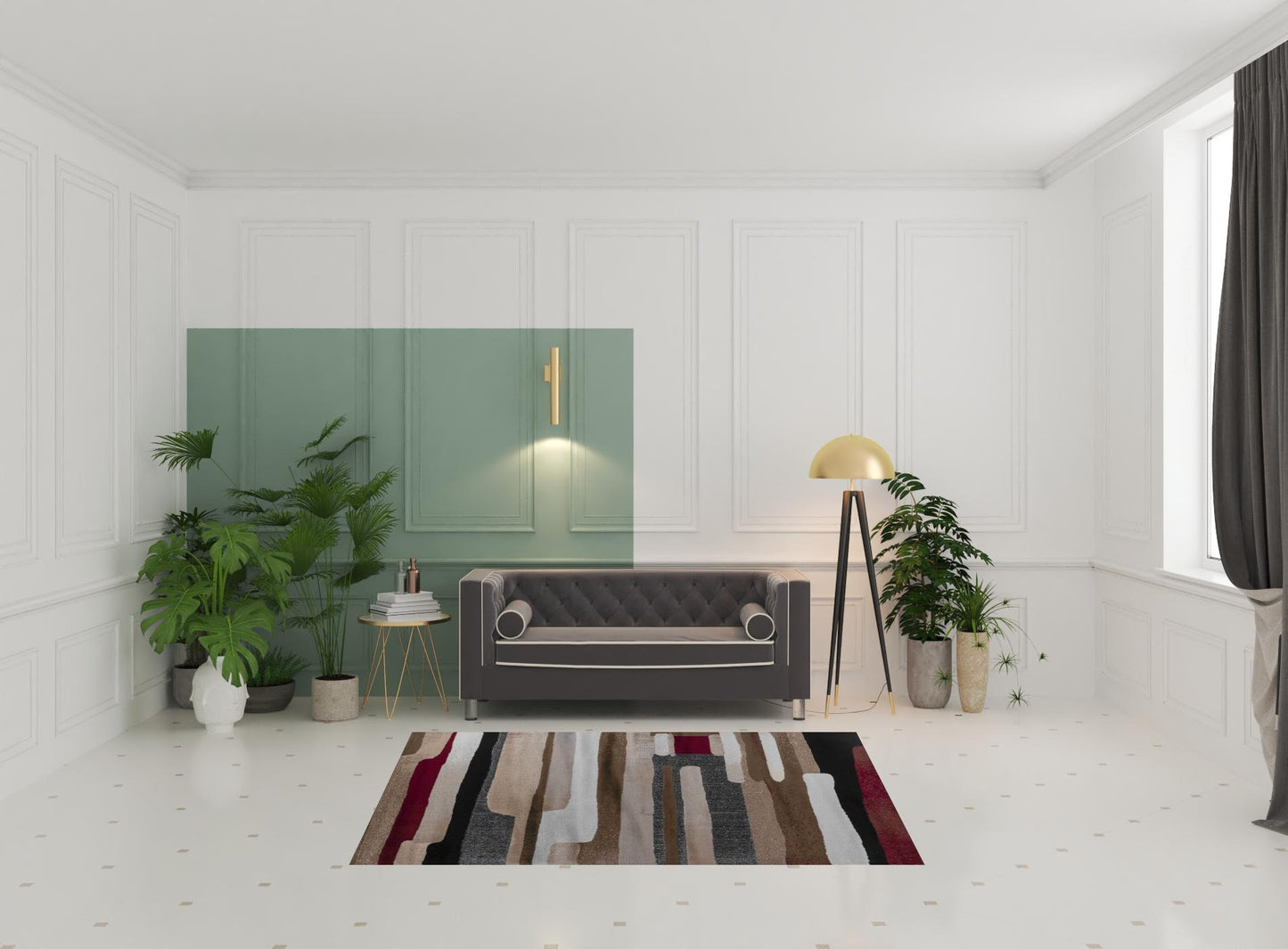 5' X 8' Brown Abstract Area Rug