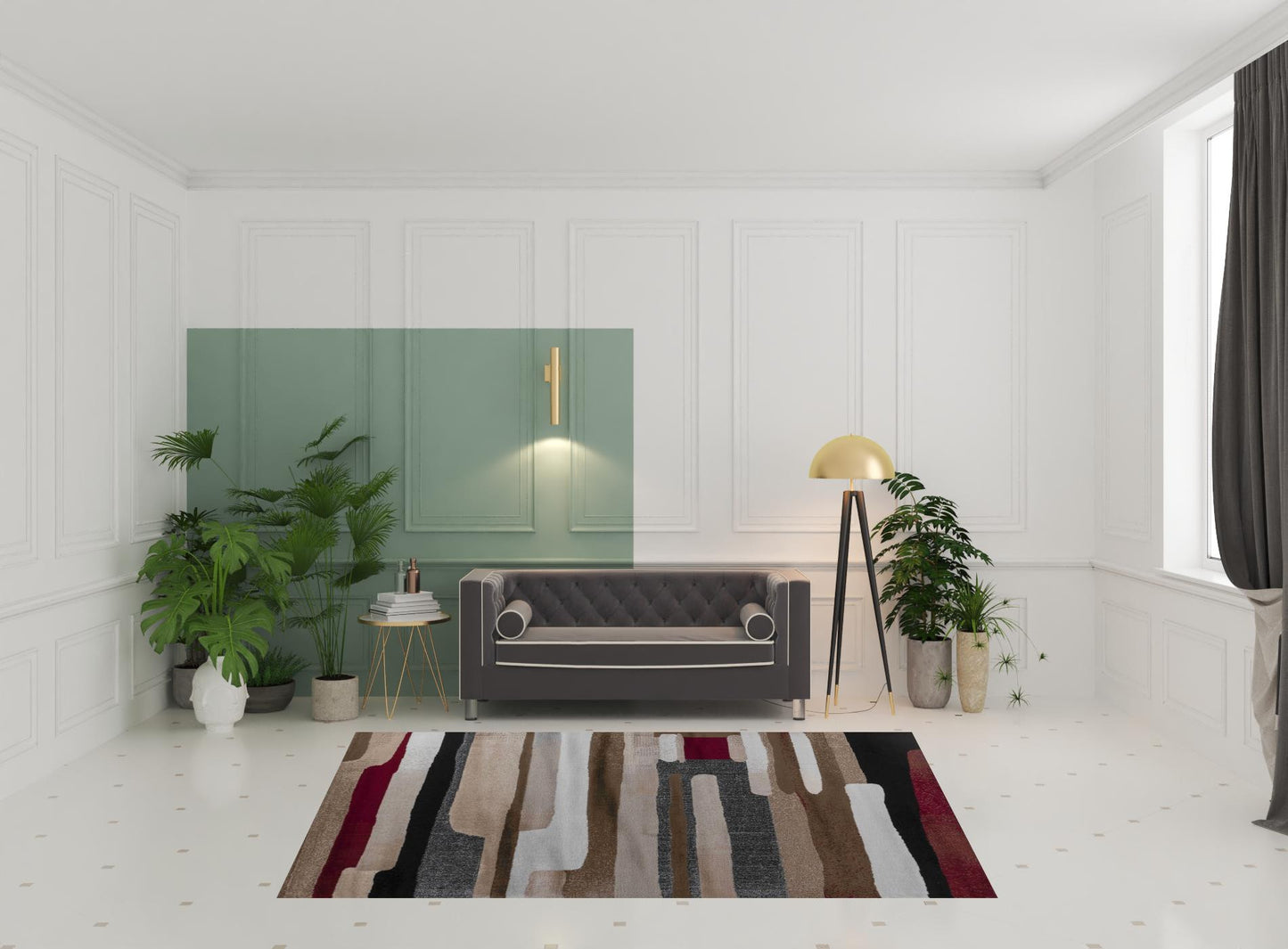 7' X 10' Brown Abstract Area Rug