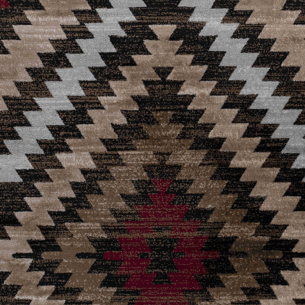 7' X 10' Brown Geometric Area Rug