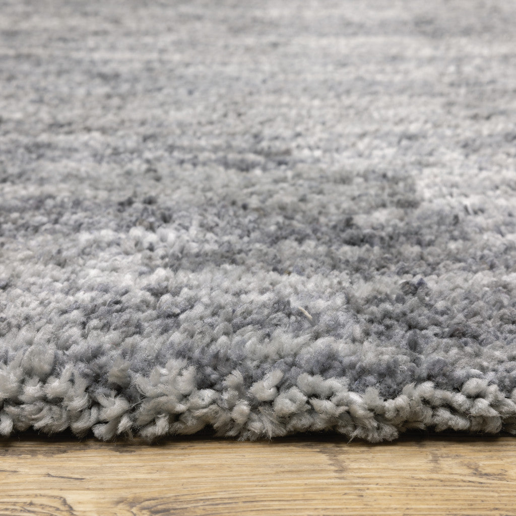 2' X 8' Grey Shag Power Loom Stain Resistant Runner Rug