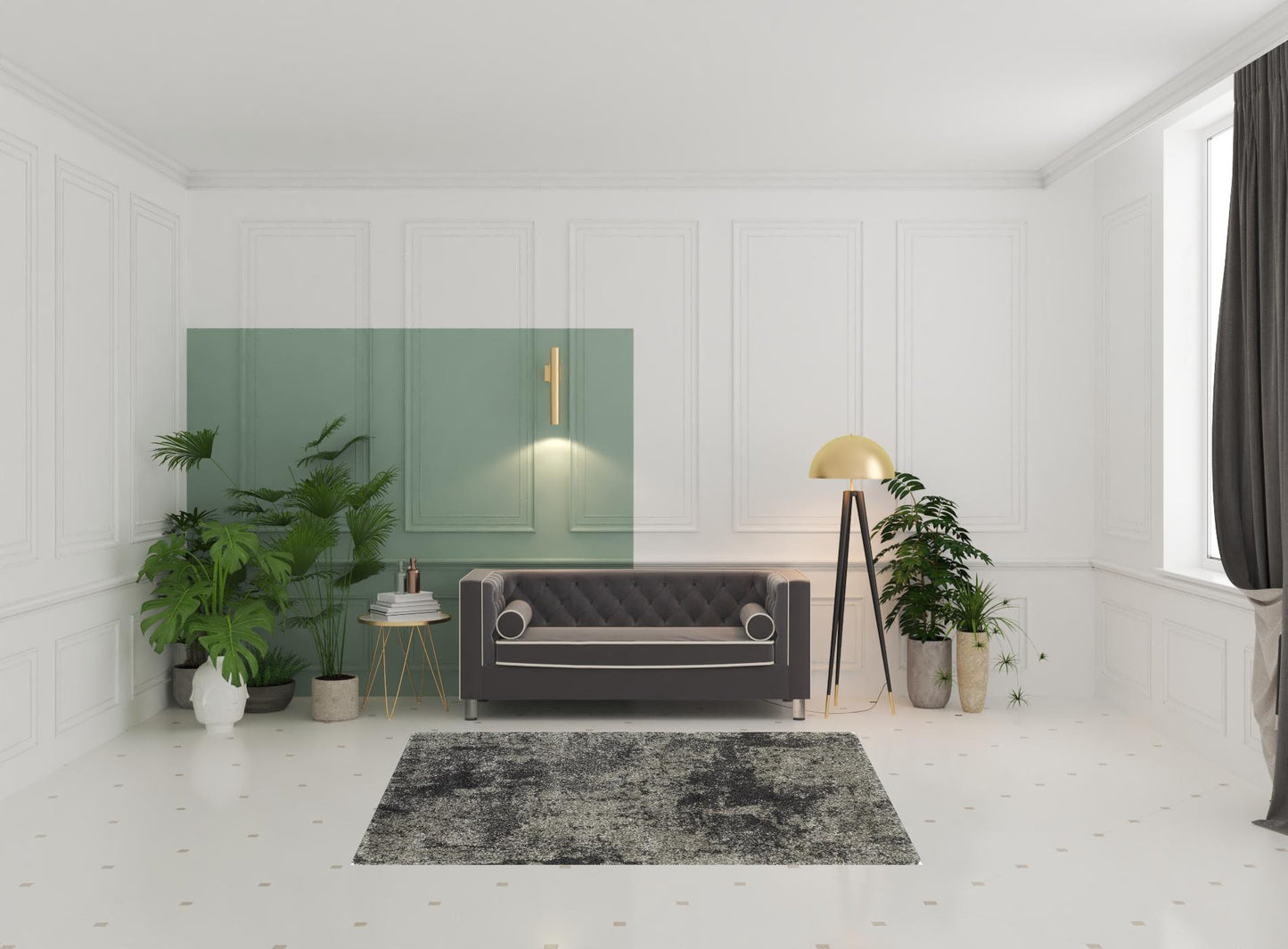 5' x 8' Black Silver and Gray Abstract Shag Power Loom Area Rug