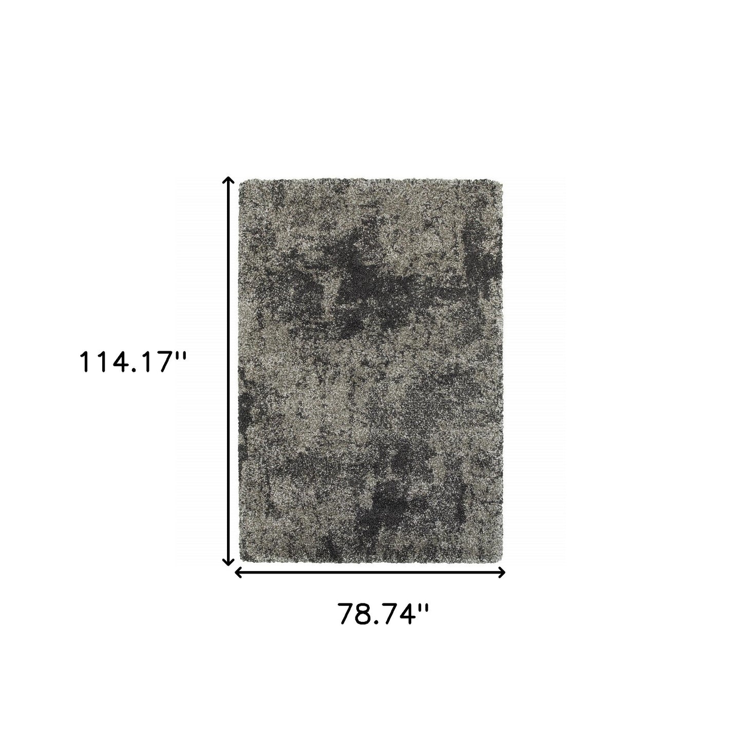 7' x 10' Gray Abstract Shag Power Loom Area Rug