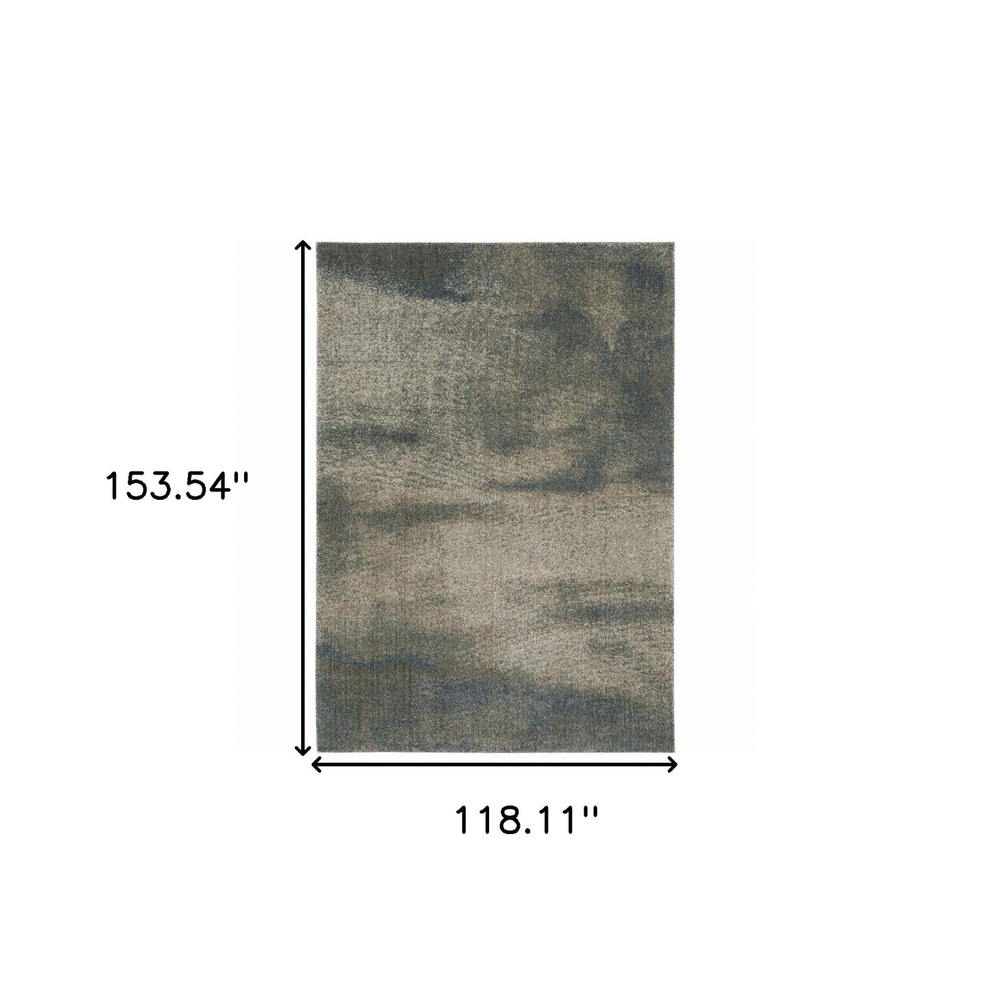 10' X 13' Grey And Teal Blue Abstract Power Loom Stain Resistant Area Rug