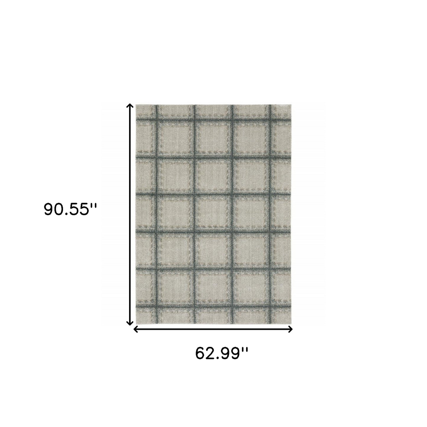 5' X 8' Grey Teal And Beige Geometric Power Loom Stain Resistant Area Rug