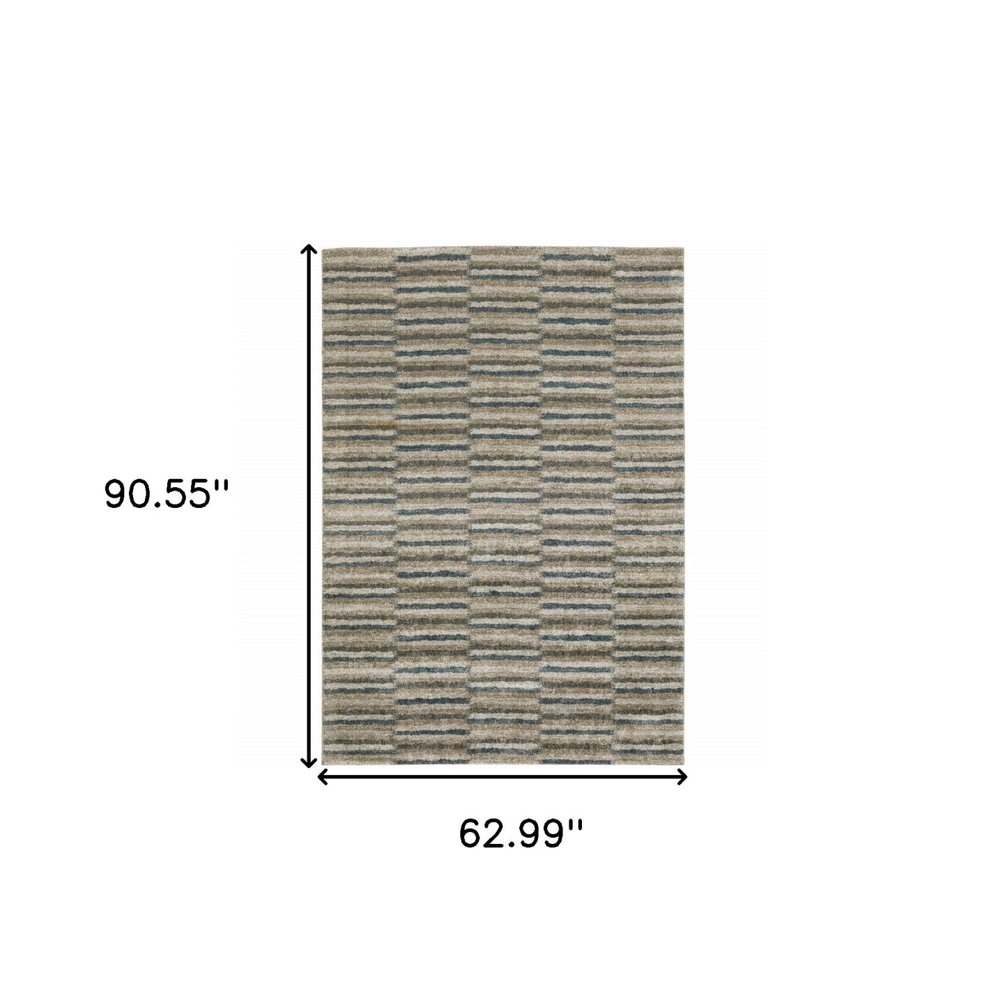 5' X 8' Teal Blue Grey And Tan Geometric Power Loom Stain Resistant Area Rug