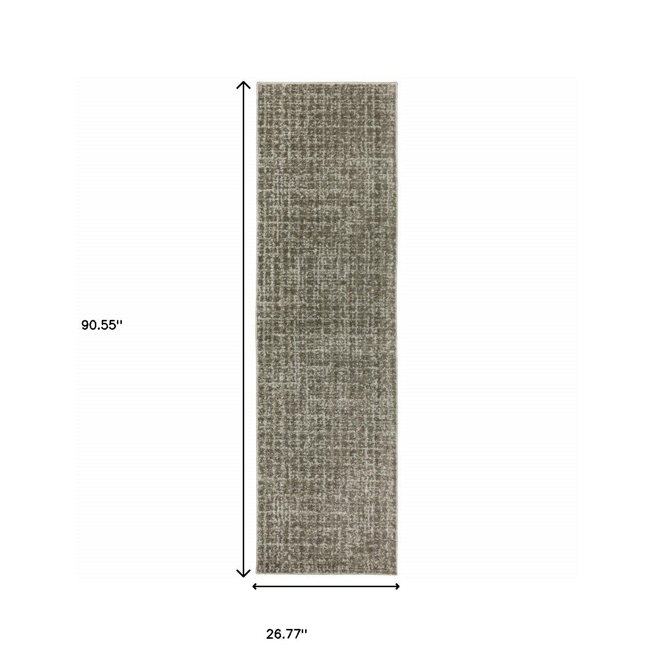 2' X 8' Grey Tan And Beige Geometric Power Loom Stain Resistant Runner Rug