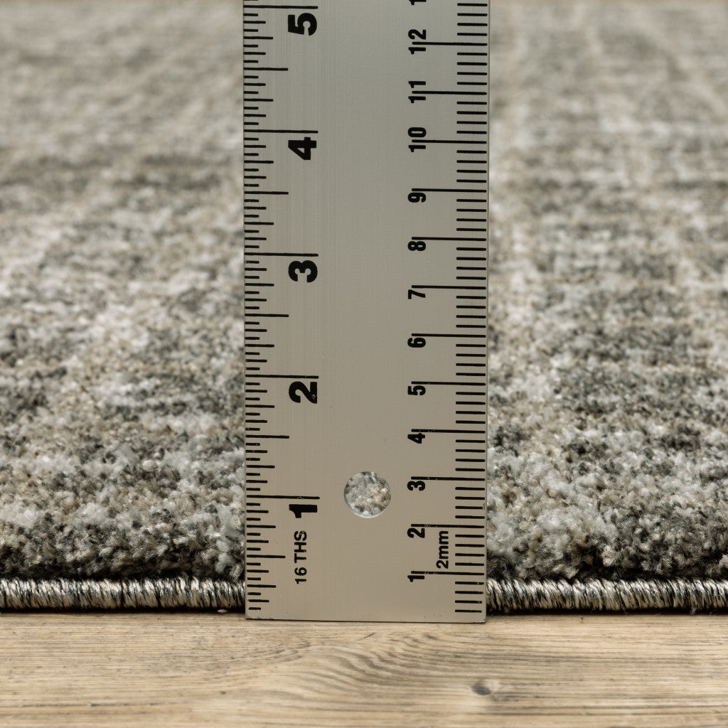 3' X 5' Grey Tan And Beige Geometric Power Loom Stain Resistant Area Rug