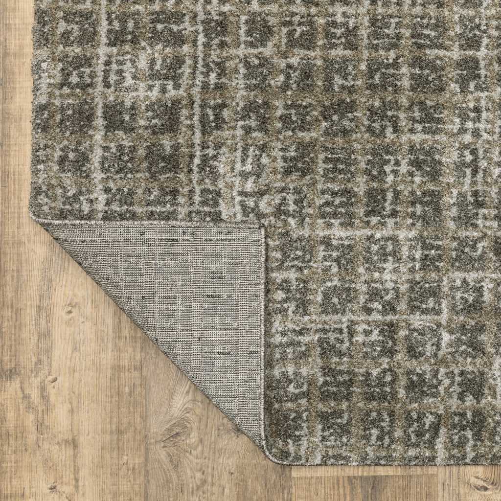 10' X 13' Grey Tan And Beige Geometric Power Loom Stain Resistant Area Rug