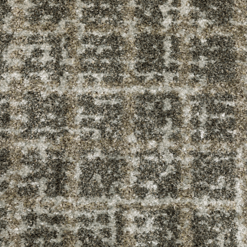 10' X 13' Grey Tan And Beige Geometric Power Loom Stain Resistant Area Rug