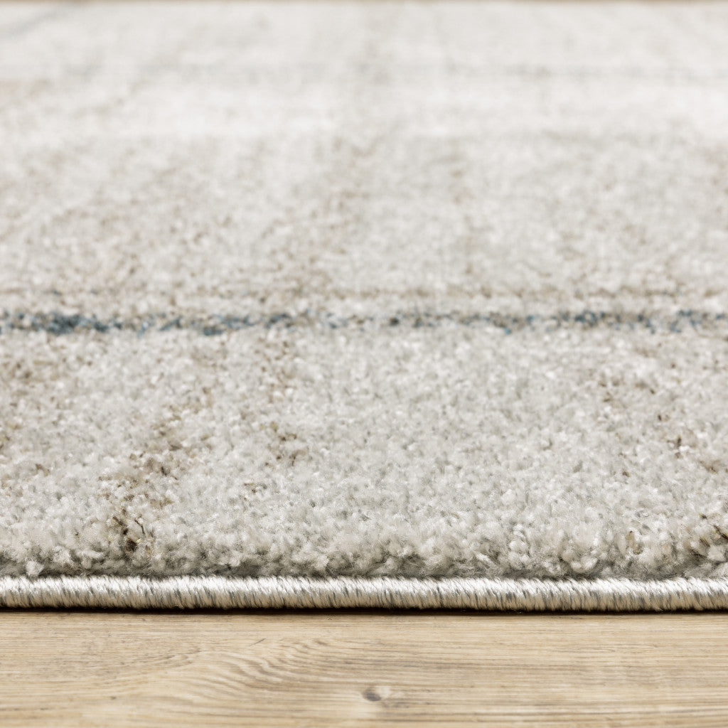 3' X 5' Grey Teal Beige And Tan Geometric Power Loom Stain Resistant Area Rug