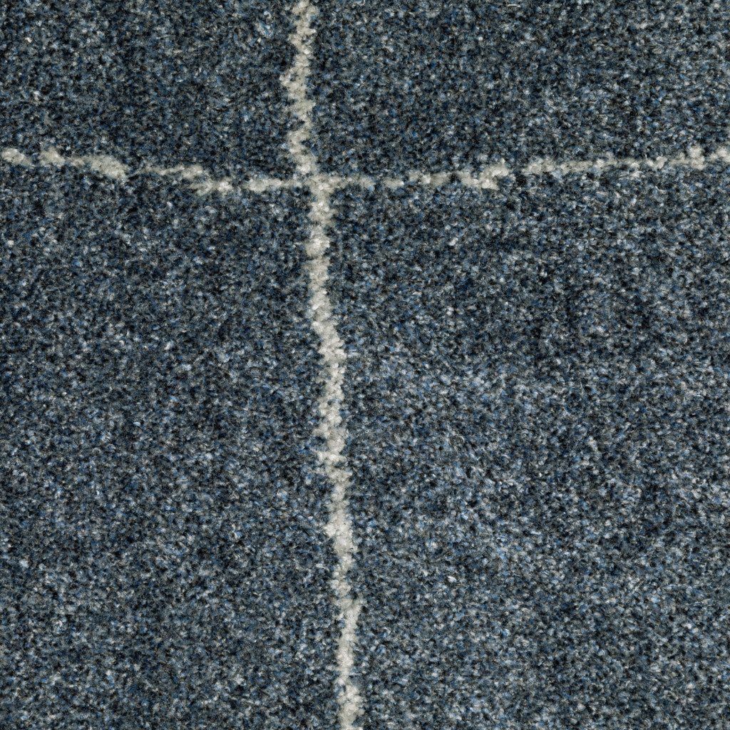 3' X 5' Blue And Grey Geometric Power Loom Stain Resistant Area Rug