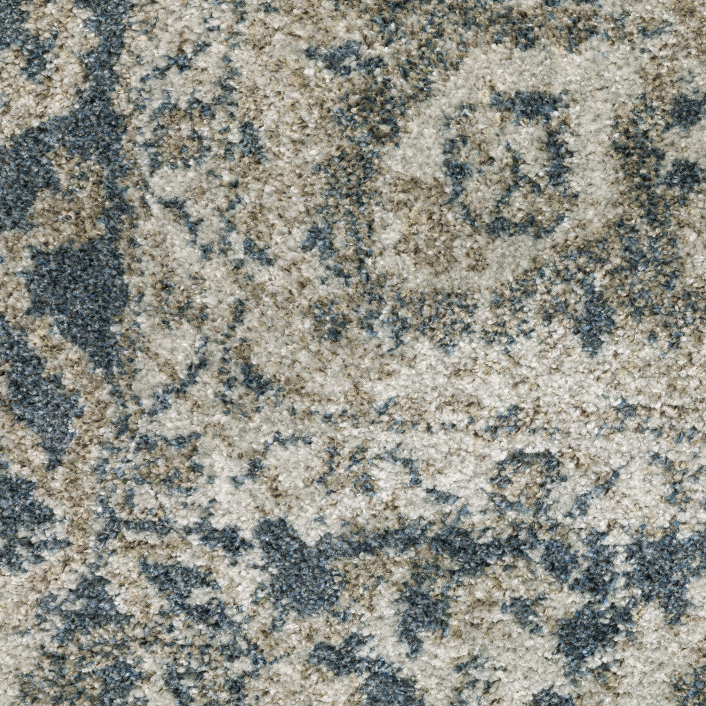 10' X 13' Grey Blue And Teal Oriental Power Loom Stain Resistant Area Rug