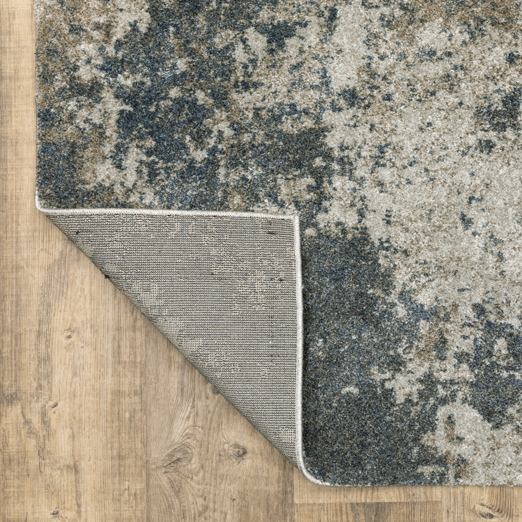 10' X 13' Teal Grey Tan And Beige Abstract Power Loom Stain Resistant Area Rug