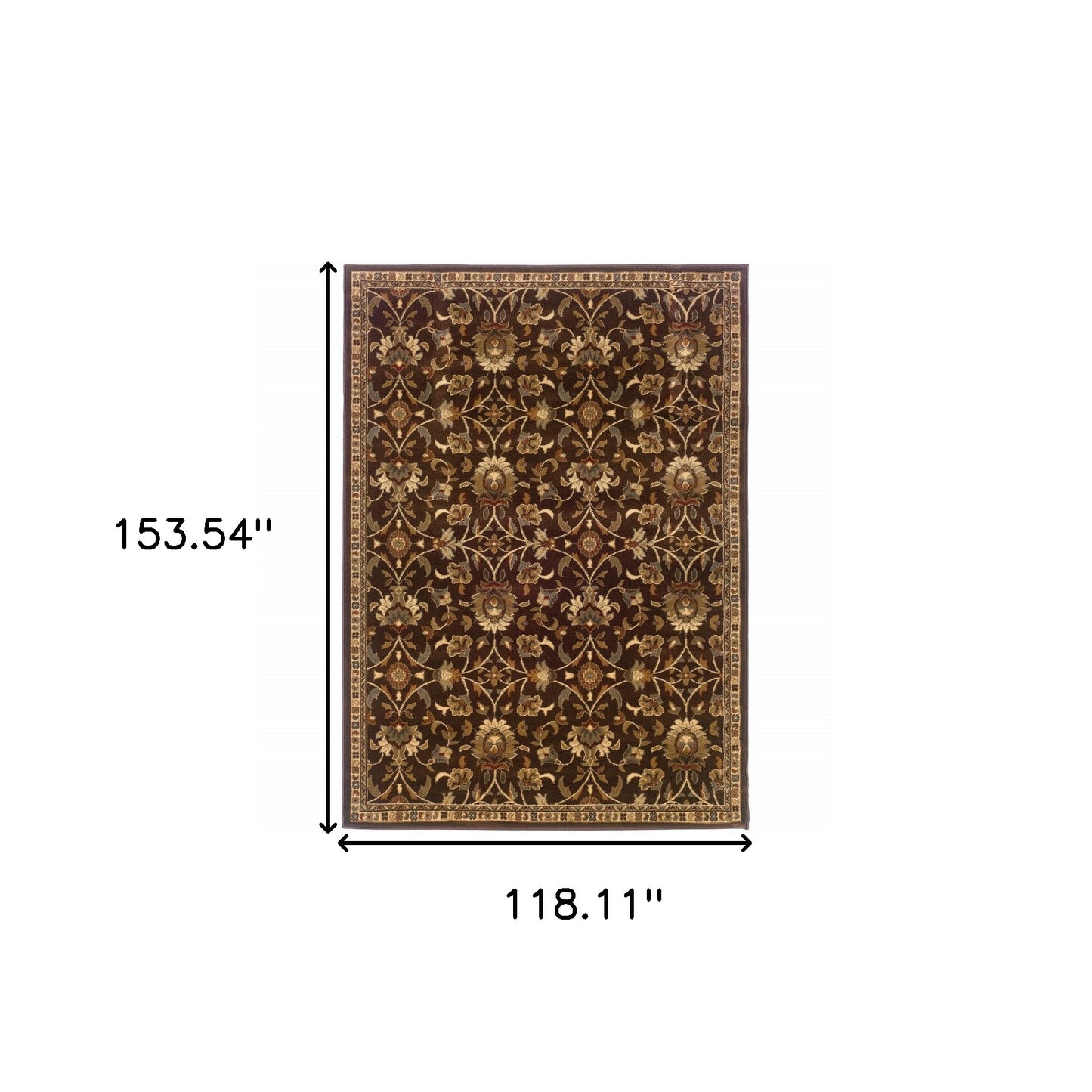 10' X 13' Brown Floral Power Loom Stain Resistant Area Rug