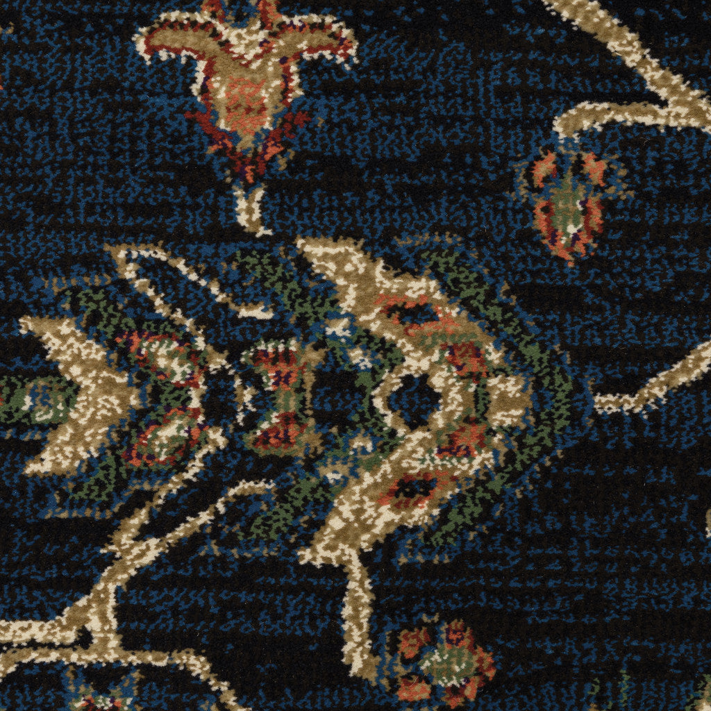 10' X 13' Blue And Red Oriental Power Loom Stain Resistant Area Rug