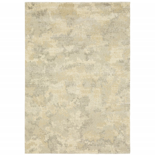 5' X 8' Grey Ivory Beige And Taupe Abstract Power Loom Stain Resistant Area Rug