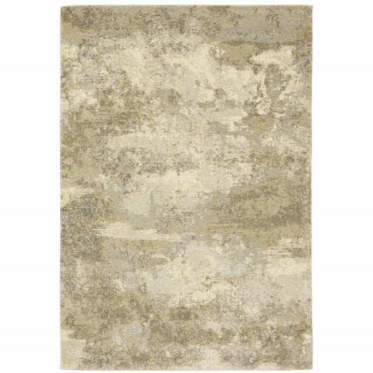 8' x 11' Beige and Gold Abstract Power Loom Area Rug