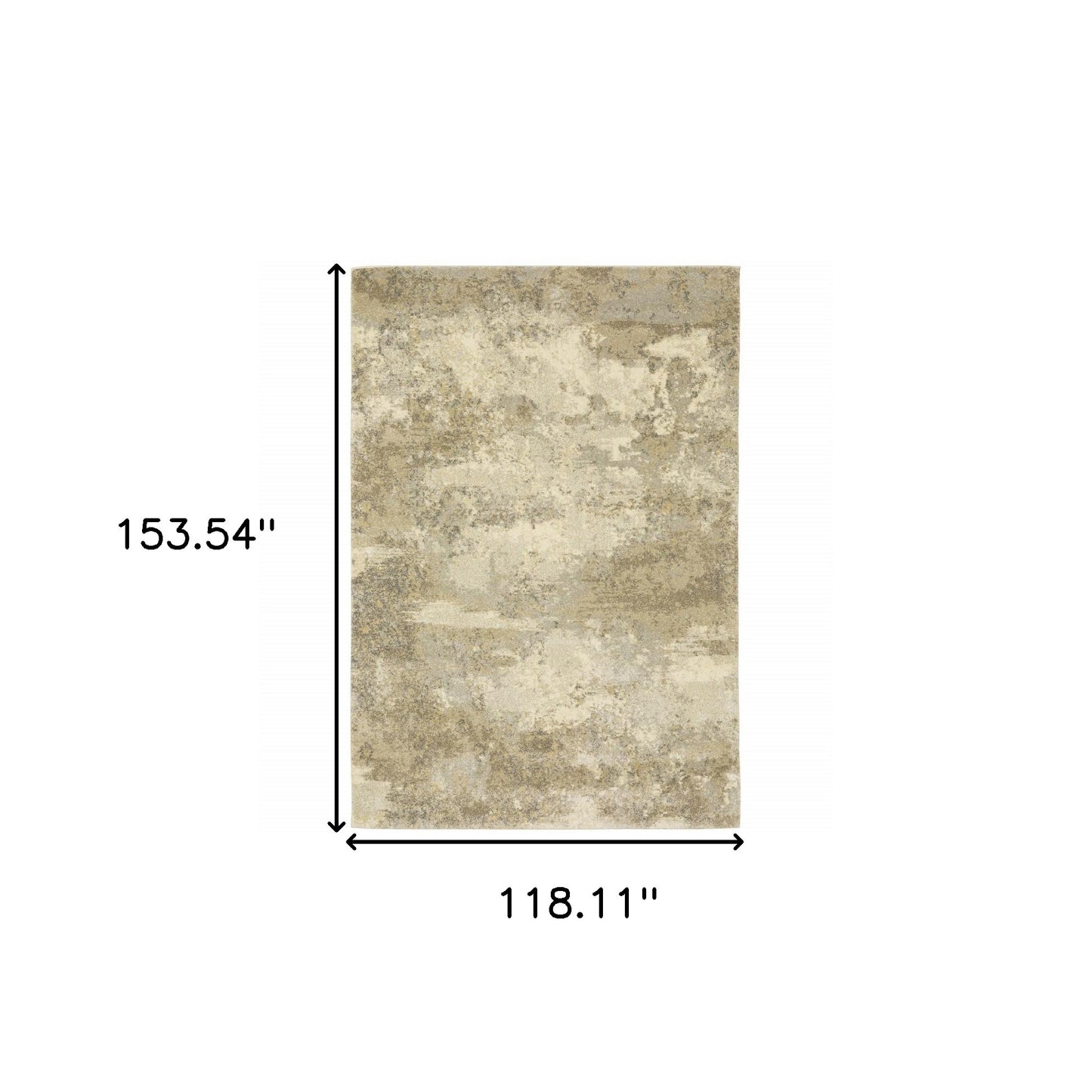 10' x 13' Beige and Gold Abstract Power Loom Area Rug