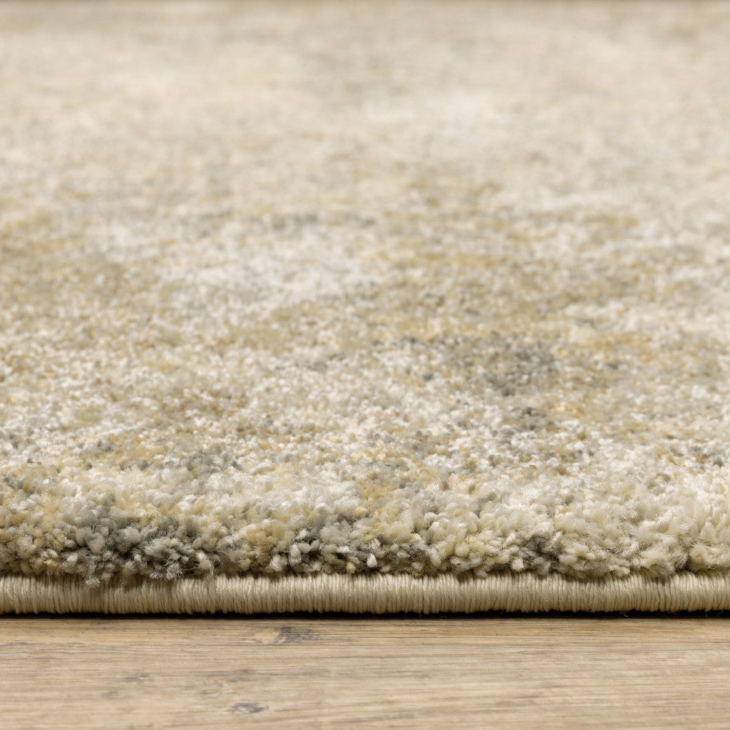 10' x 13' Beige and Gold Abstract Power Loom Area Rug