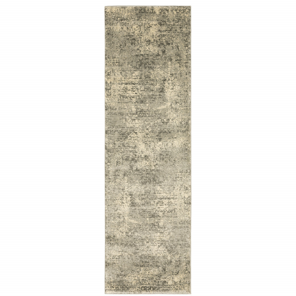 2' X 8' Grey Ivory Beige And Taupe Oriental Power Loom Stain Resistant Runner Rug