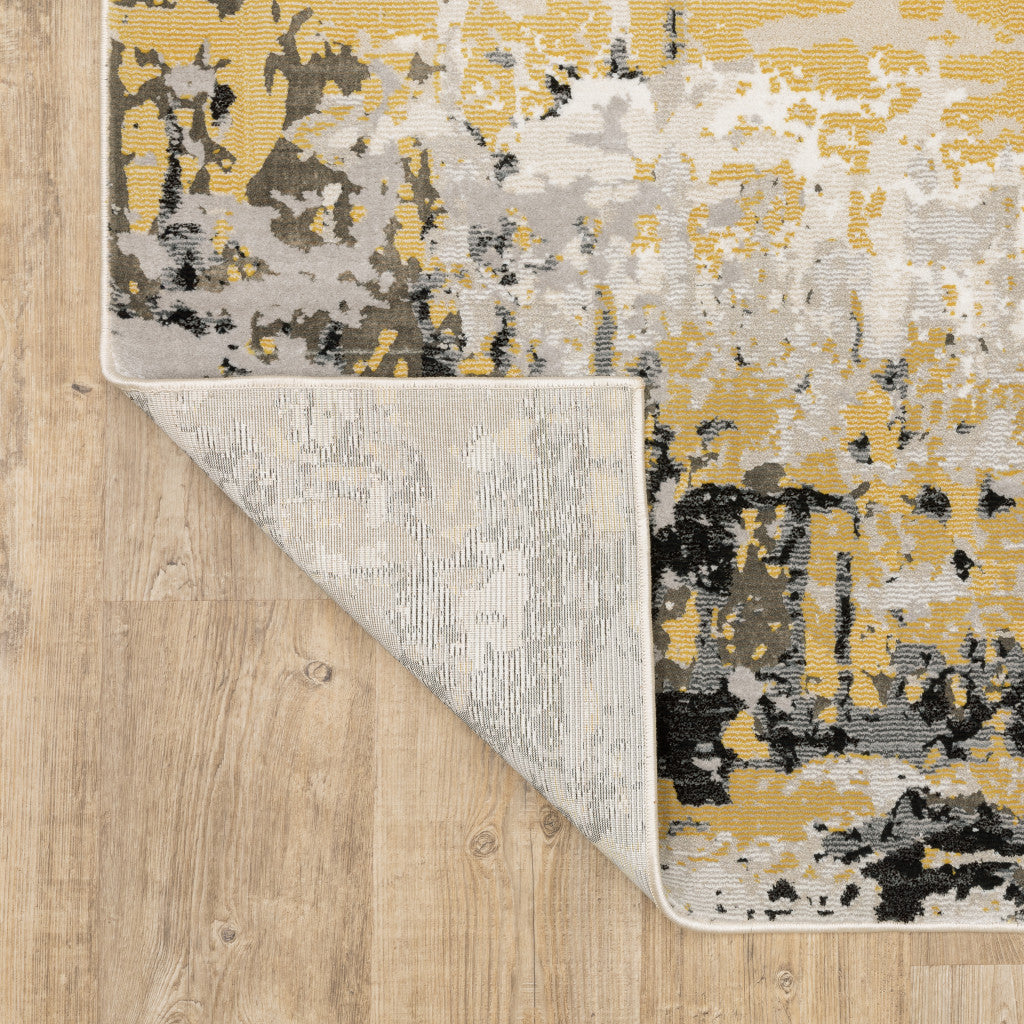 3' X 5' Grey Gold Beige Black And Brown Abstract Power Loom Stain Resistant Area Rug