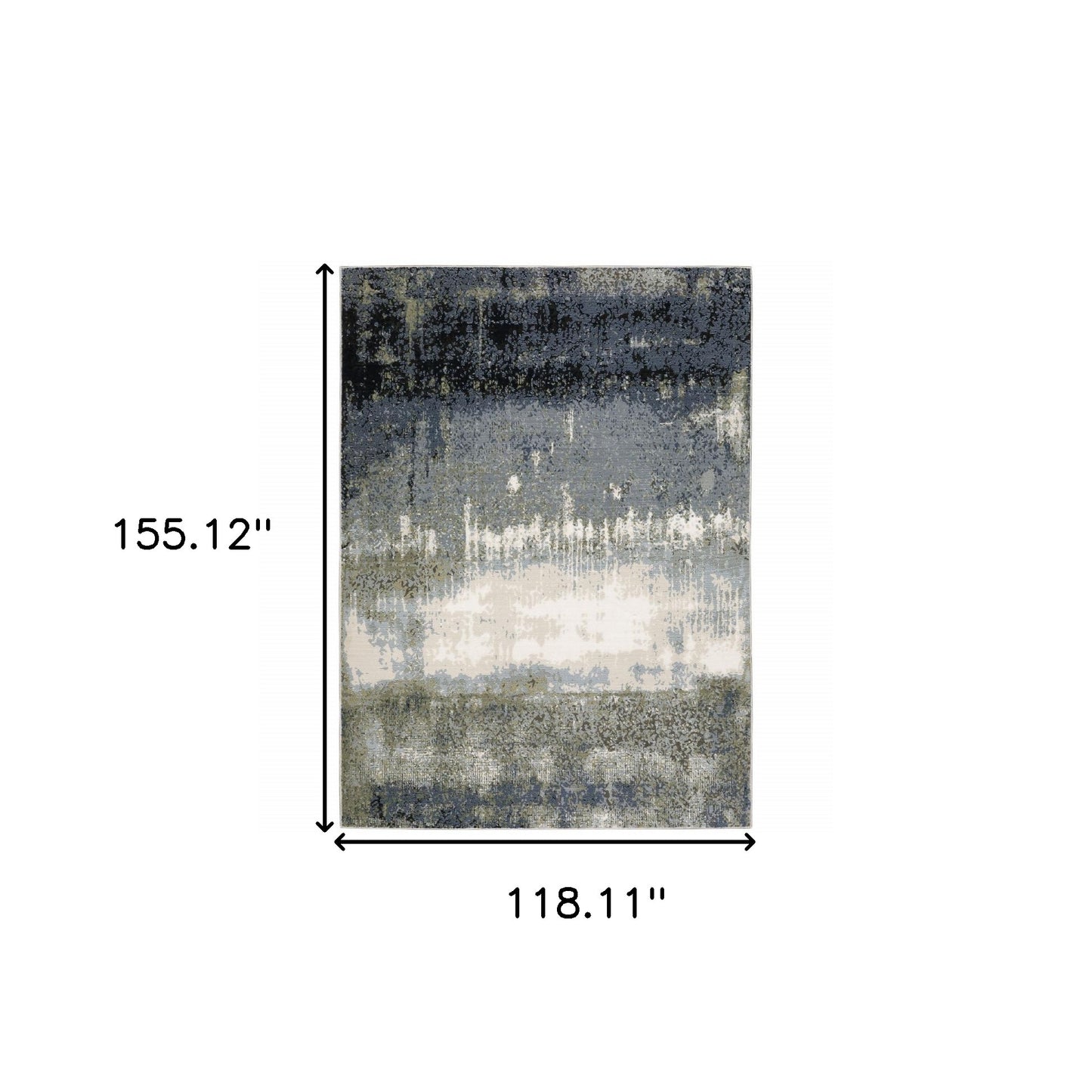 10' X 13' Blue Green Grey And Beige Abstract Power Loom Stain Resistant Area Rug