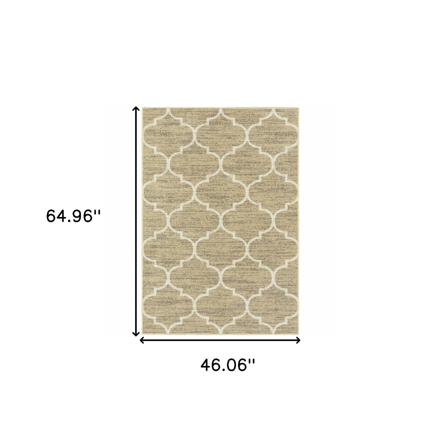4' X 6' Beige And Ivory Geometric Power Loom Stain Resistant Area Rug