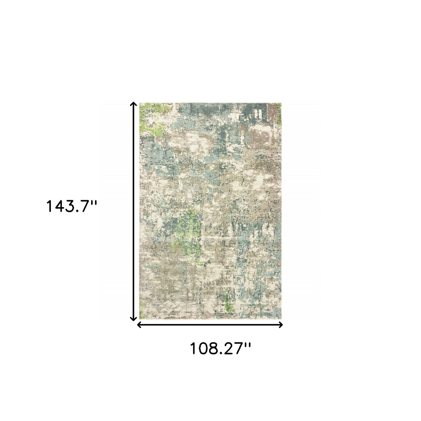 9' X 12' Blue And Green Abstract Hand Loomed Stain Resistant Area Rug