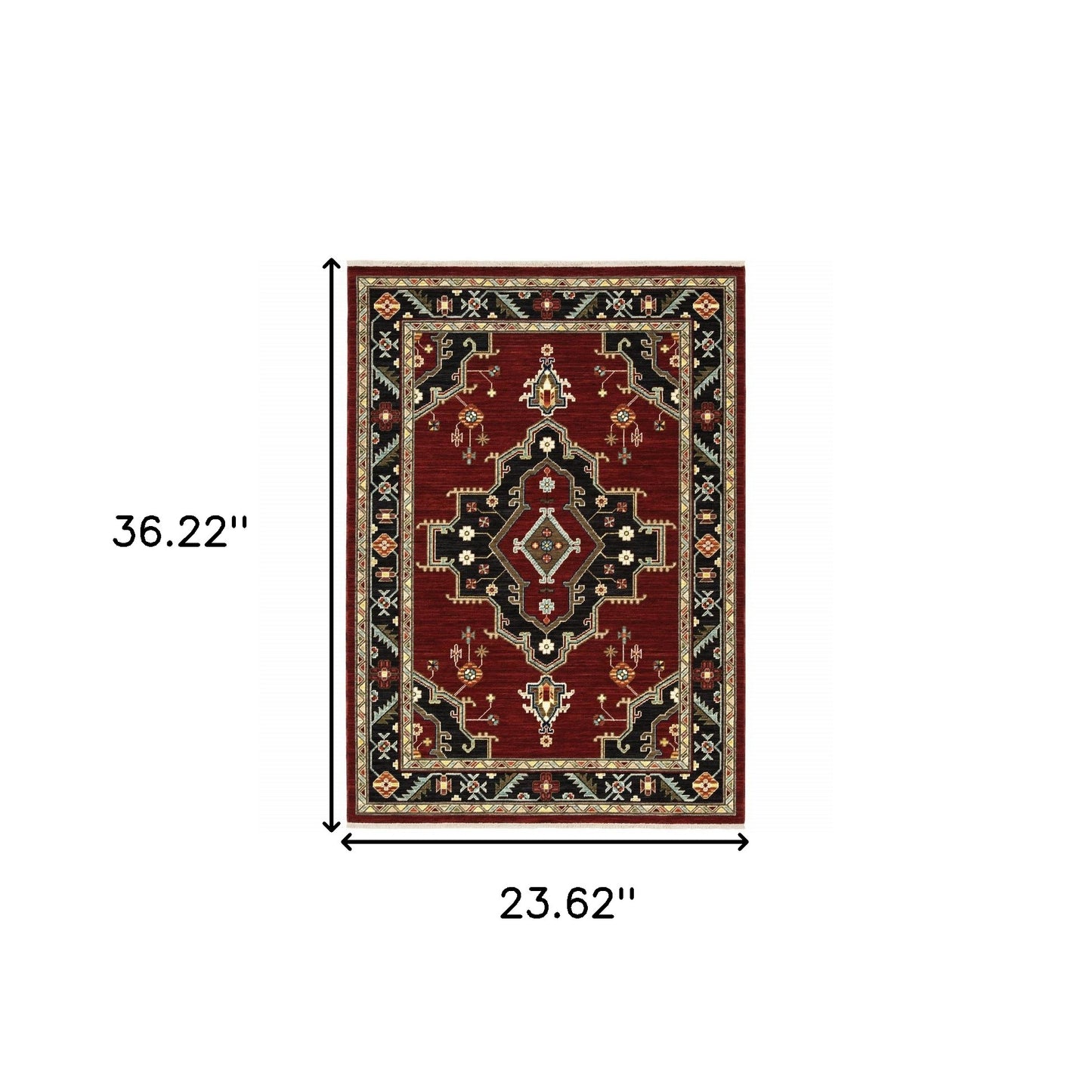 2' x 3' Red and Black Medallion Power Loom Area Rug